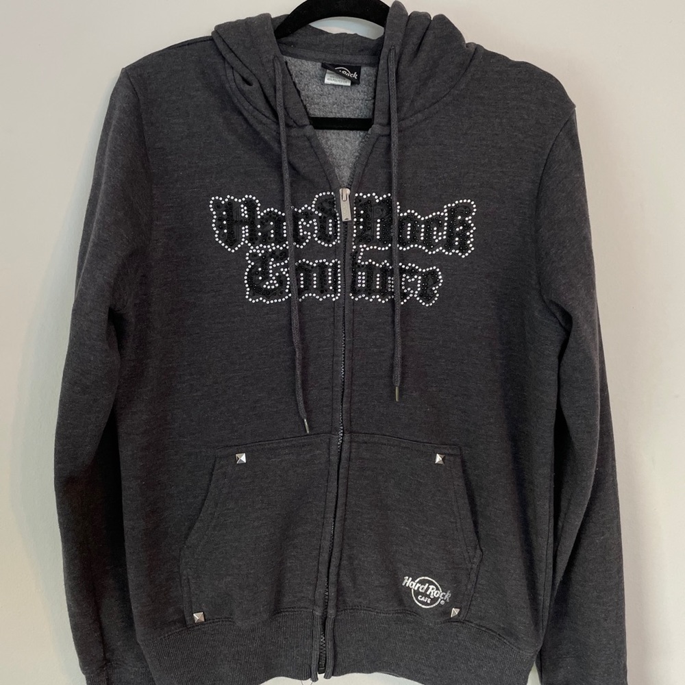 Hard Rock Cafe Zip up Hoodie with Bedazzle